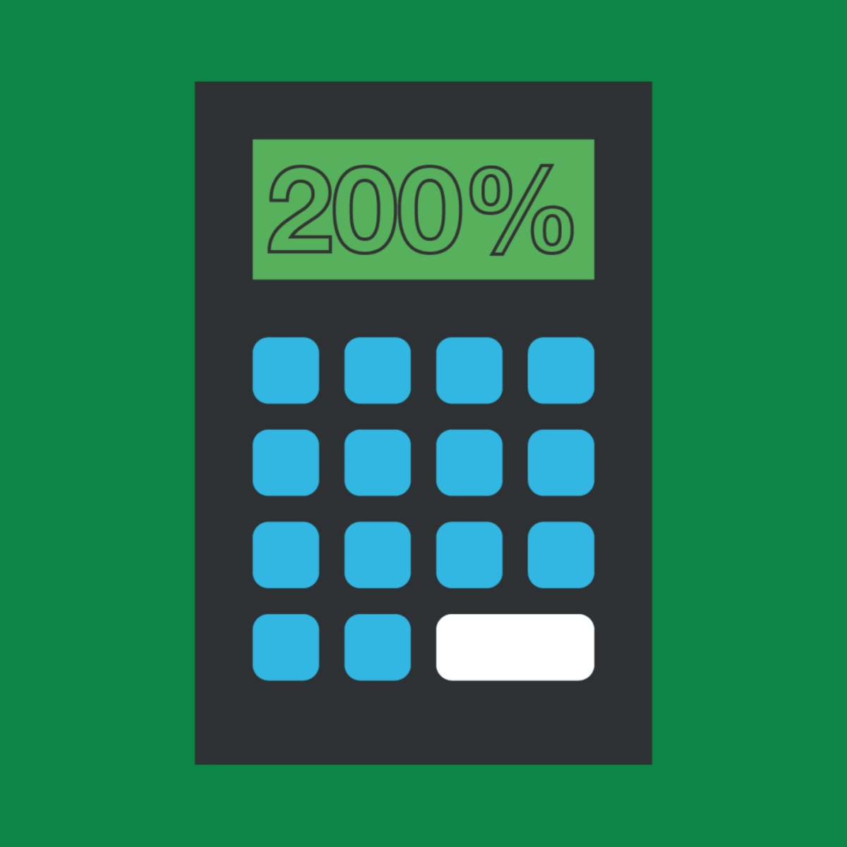 illustration of a calculator reading 200%