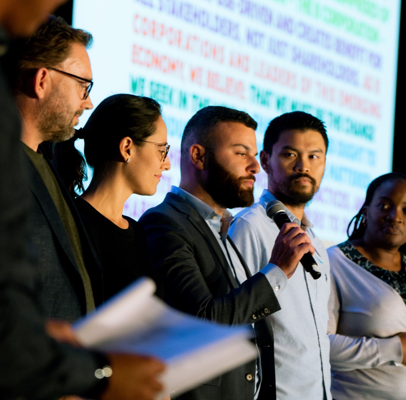 Speakers at a B Lab event