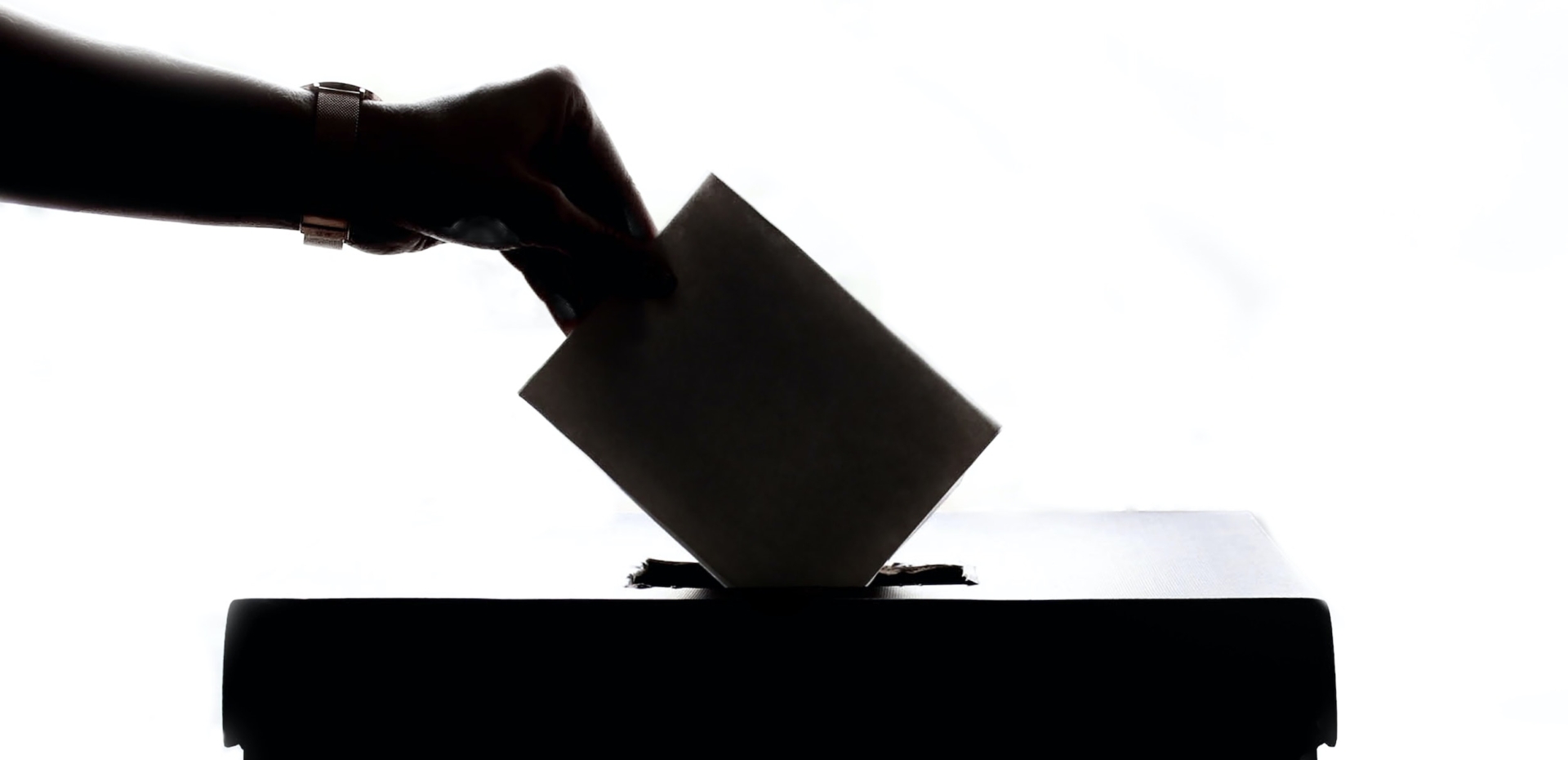 Person placing ballot in box