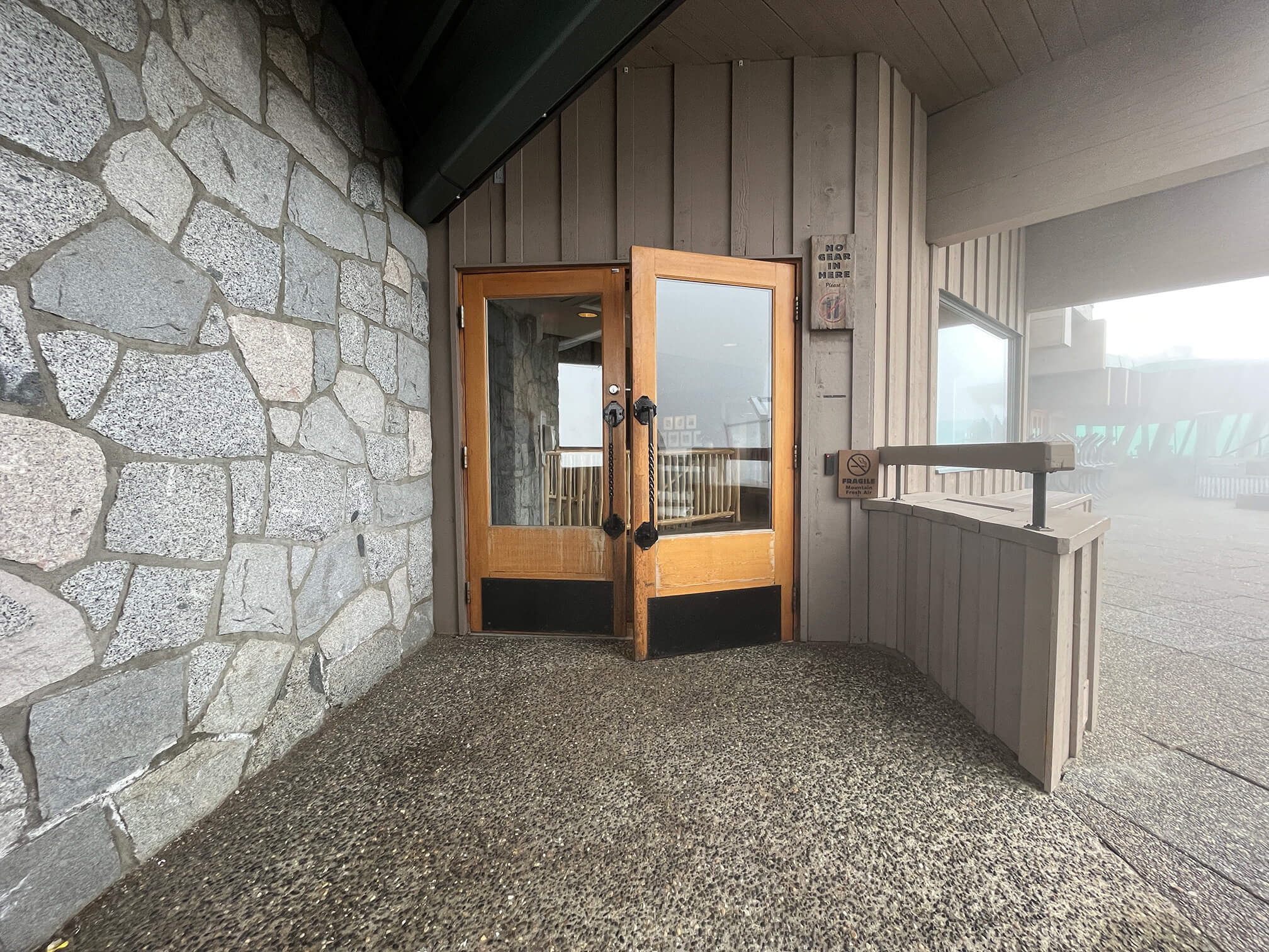 Entry door to the second floor of the lodge.