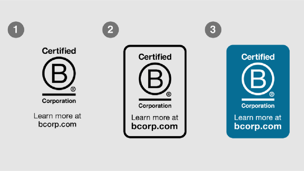 Illustration of acceptable use of the B Corp logo paired with 